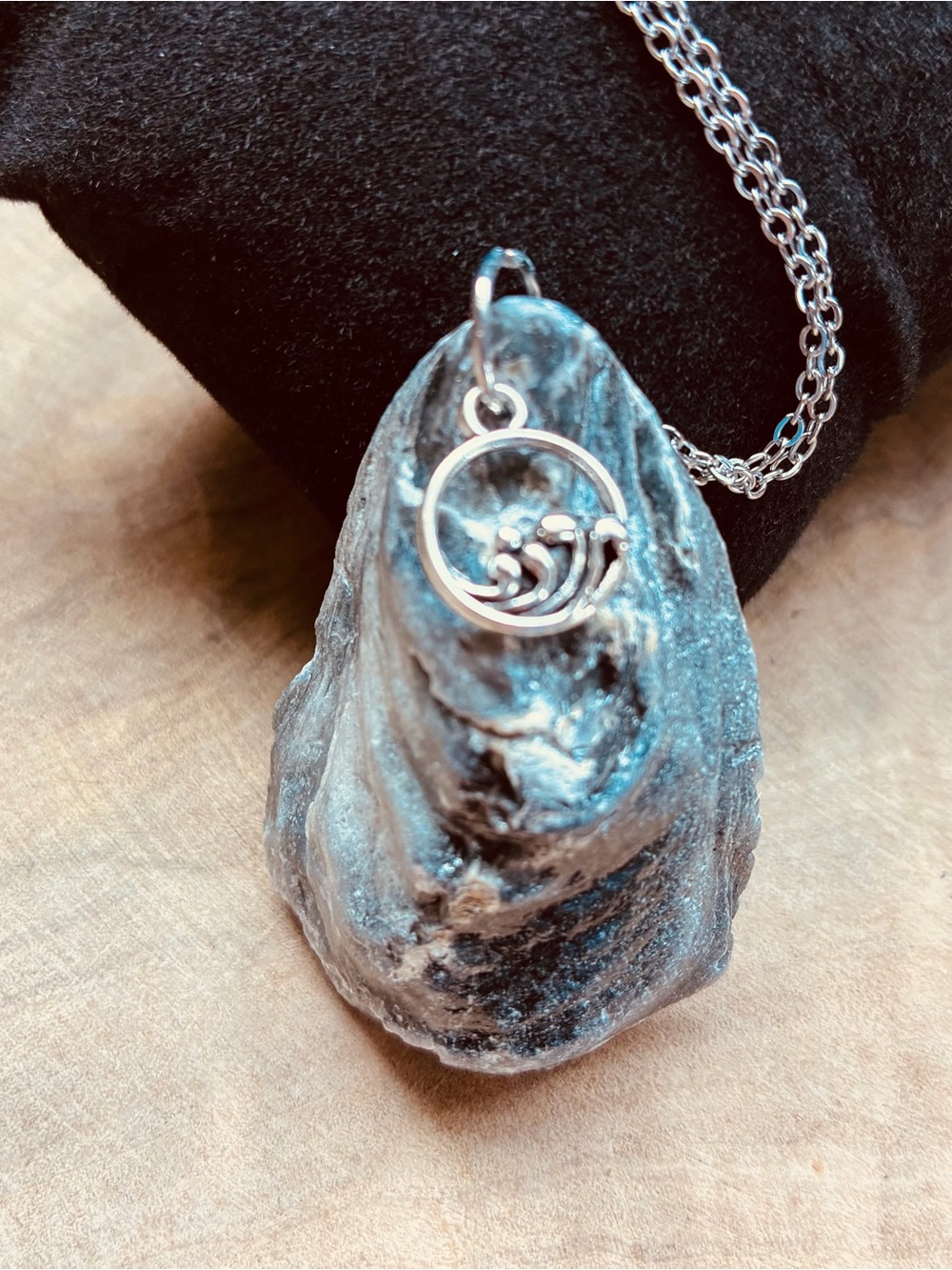 Natural Oyster Shell Necklace Handmade Coastal Beach Ocean Wave Jewelry